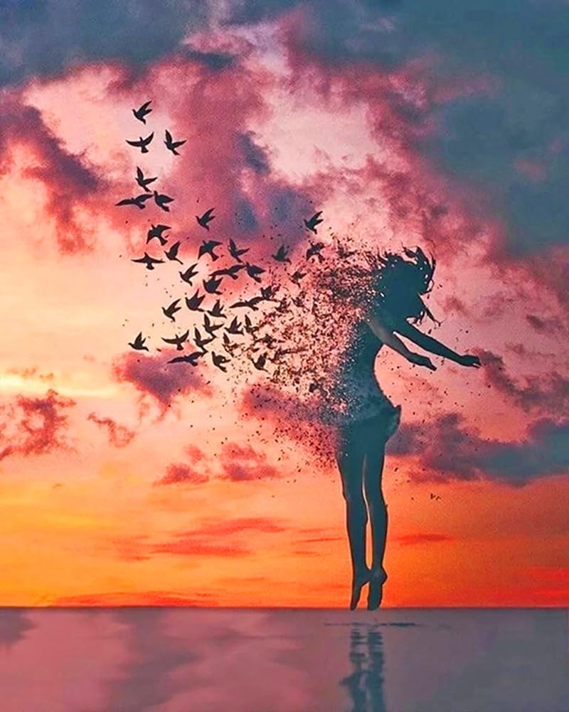 MMAHD Diamond Art Painting Kitsfor Adults,DIY 5D Round Full Drill Seaside Woman Diamond Art, Perfect for Relaxation and Home Wall Décor(11.8×