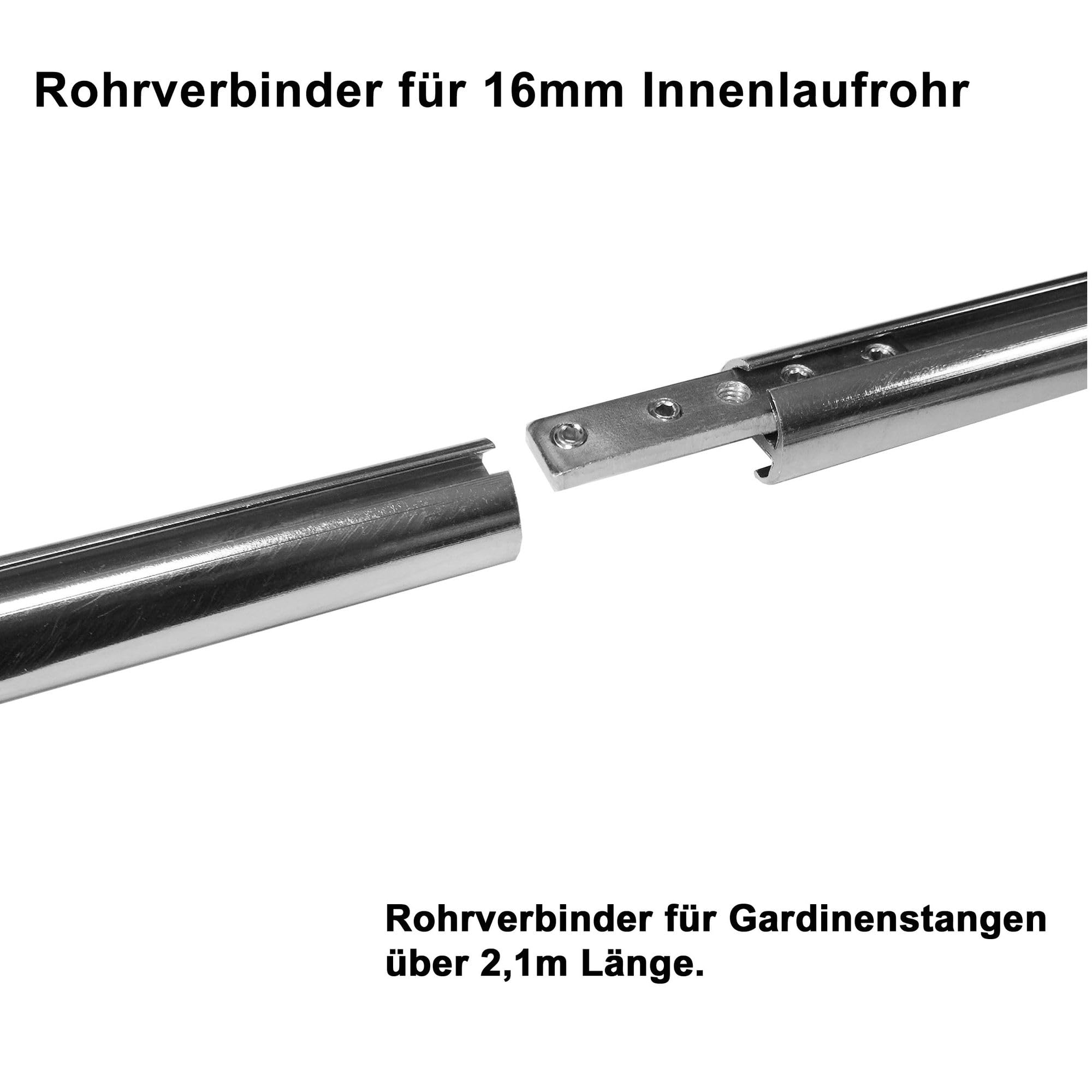 BASIT Gardinenstange Innenlauf Edelstahllook 16mm 1-läufig Decke 200cm D70 | Gardinenstangenset einläufig Deckenmontage Metall Vorhangstange Deckenhalterung 120-600cm wählbar Kappe mit Kristall E25