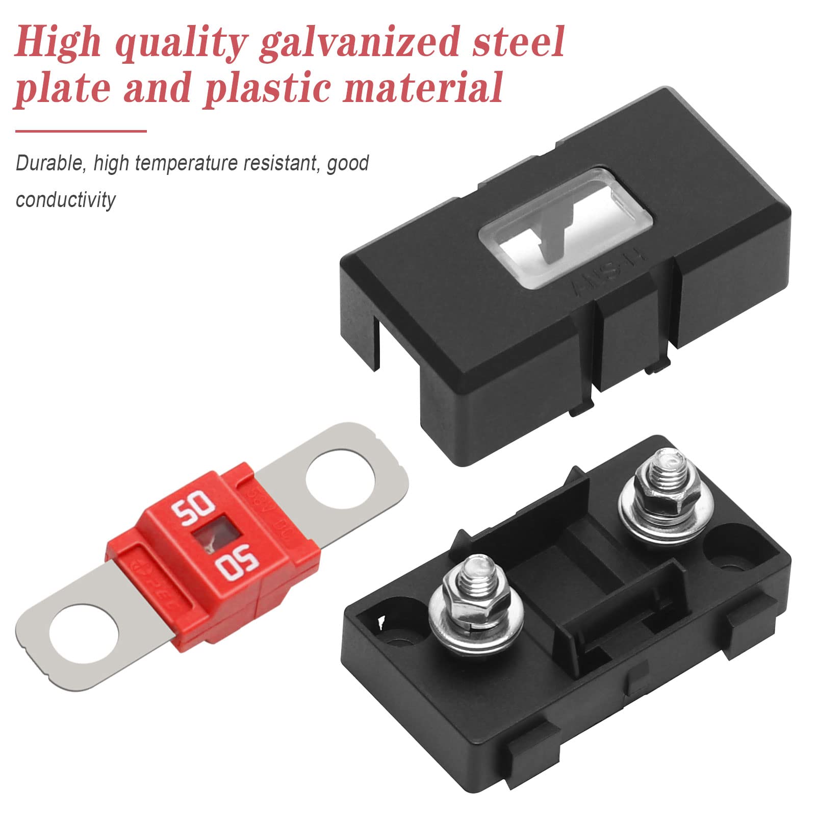 Fusibili Midi BOJACK 50A Per Auto E Camion - Confezione Da 3 Pezzi, Colore Rosso, Alta Corrente