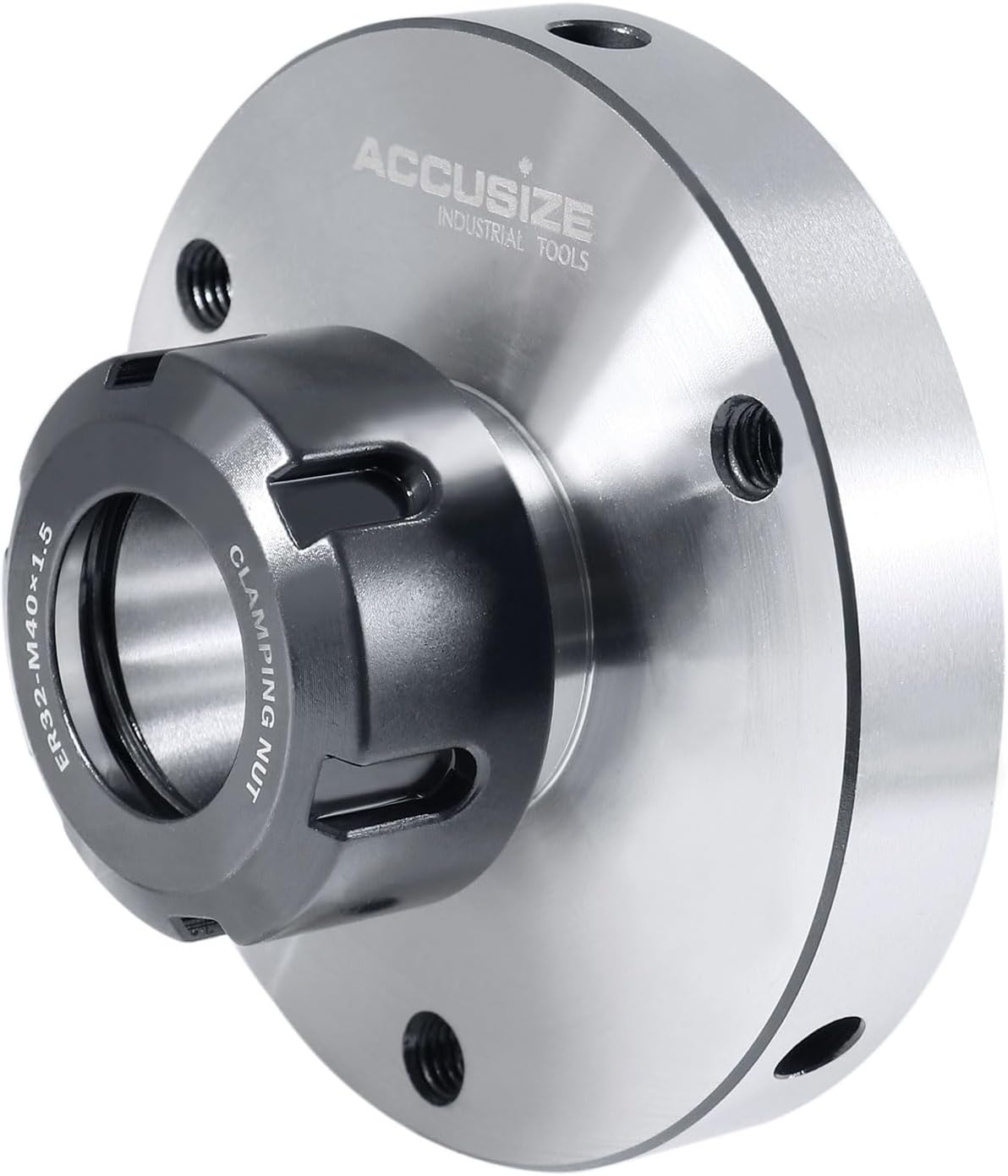 Accusize Industrial Tools Er 32 Collet Chuck, 3.937" / 100mm Diameter Baseplate, 0.0016" Concentricity Backplate, Base Code Ii, Er32-0100
