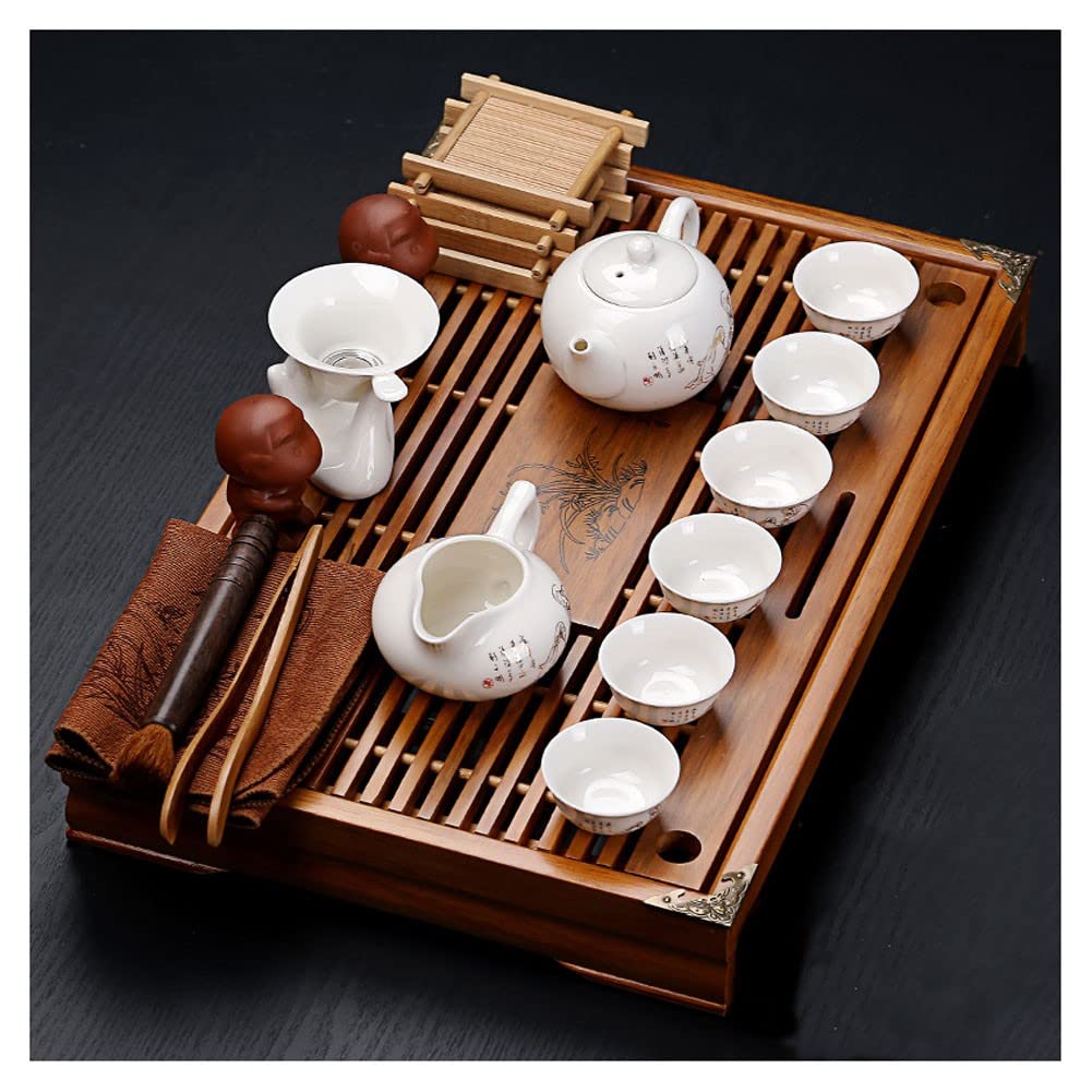 Service à thé, service à thé chinois, service à thé gongfu, service à thé statue de Bouddha, service à thé Kungfu japonais, service à thé Gongfu - théière en céramique, tasse à thé et soucoupe, suppor