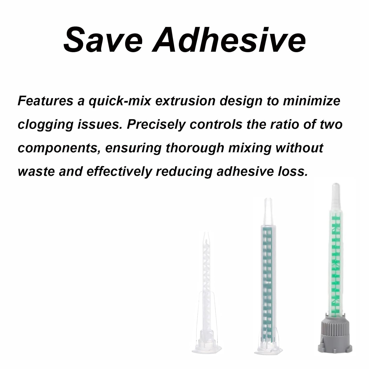 50PCS Mixing Tube, AB Glue Mixing Tips, F3.0-17S Bayonet Dispenser Nozzle 63mm, Two-Component 1:1 Liquid Filler for Repairing Masonry, Plastics and Circuit Board Mounting