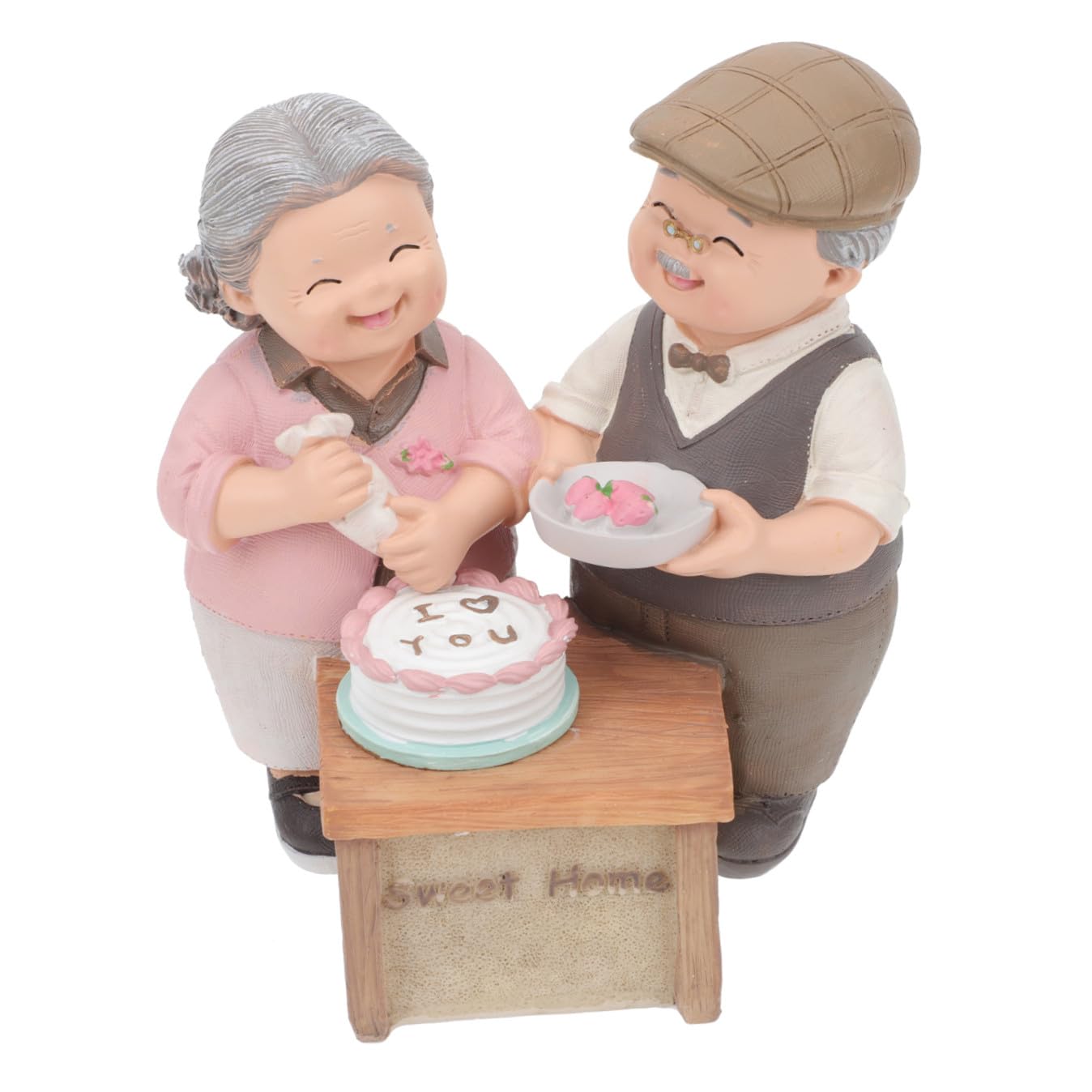 Alipis Kunstharz Figur Älteres Ehepaar als Kreative Deko für Zuhause Leicht und Tragbar Geschenkidee zum Hochzeitstag oder Valentinstag
