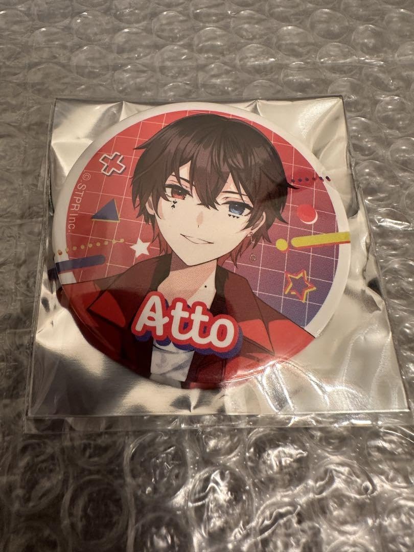 あっとくん　缶バッジ　等身 アンプタックカラーズ あっとくん 等身 缶バッチ レインボー