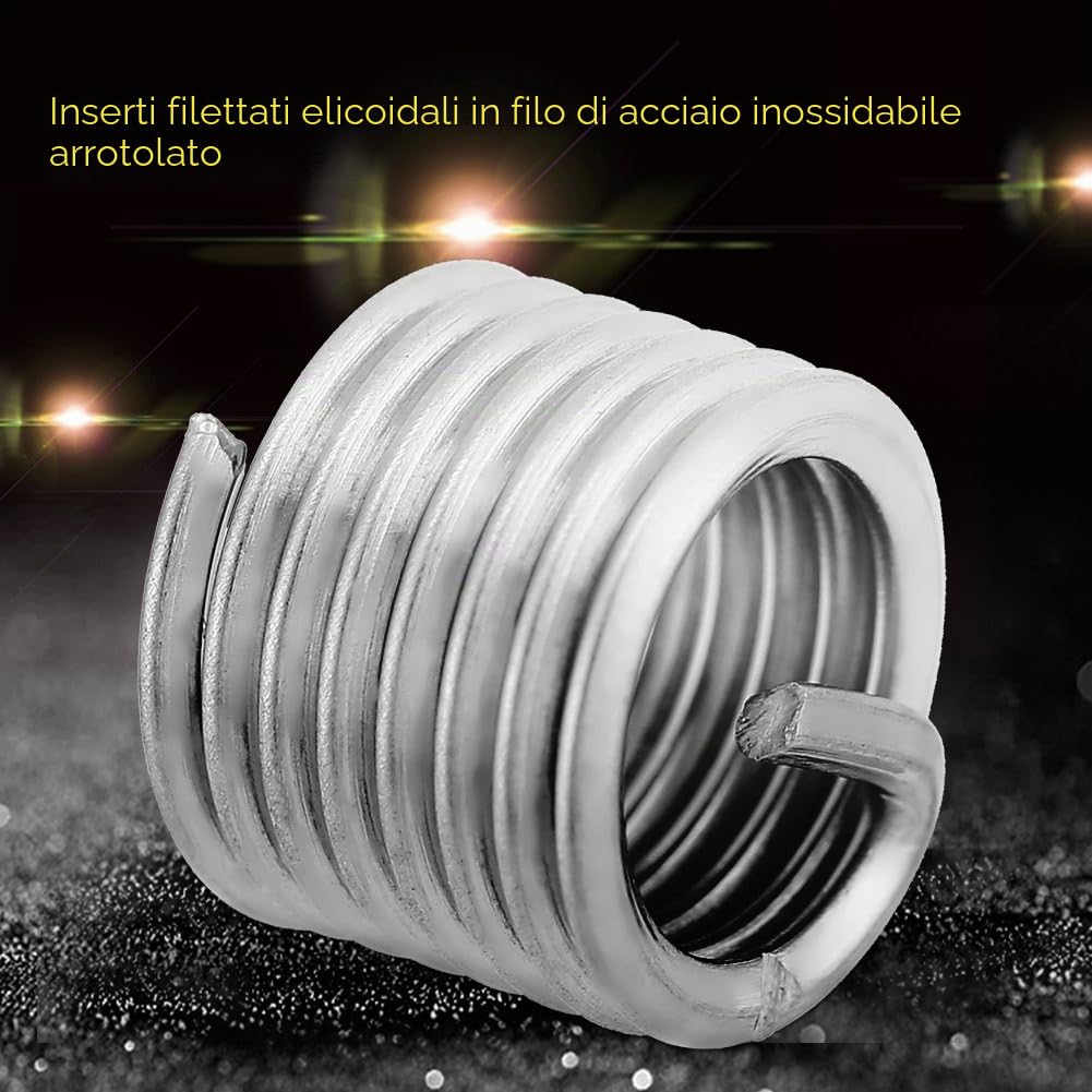 50 Pezzi in Acciaio Inossidabile Filettato Helicoil M8 Inserti M8 Filo a Spirale Elicoidale Filettatura Inserti Filo Elicoidale Inserto Filettatura Riparazione Assortimento di Inserti
