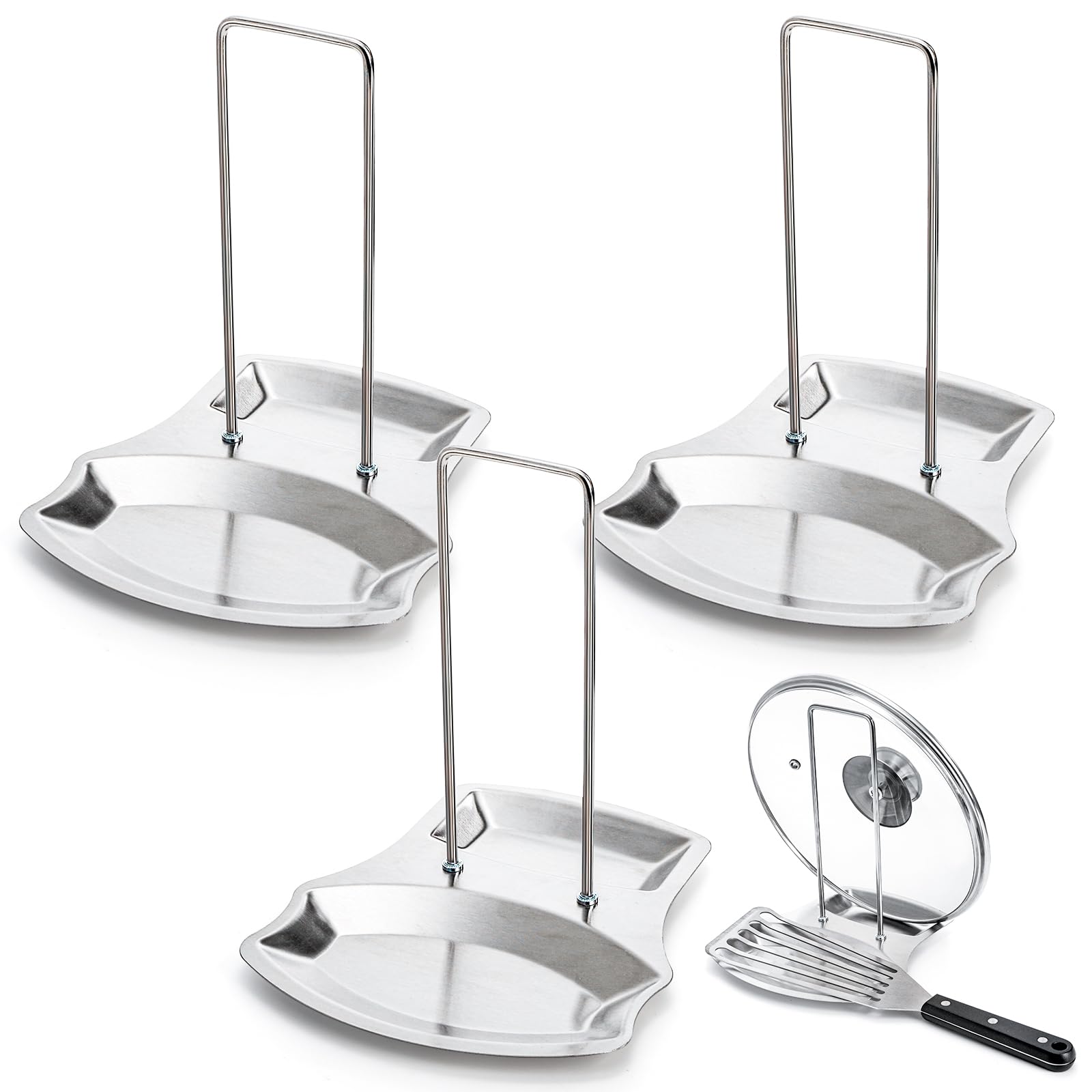 Lawei 3 Pack Lid and Spoon Rest - Pot Lid Holders Stainless Steel Pan Lid Organizer for Pots Pans Spoons