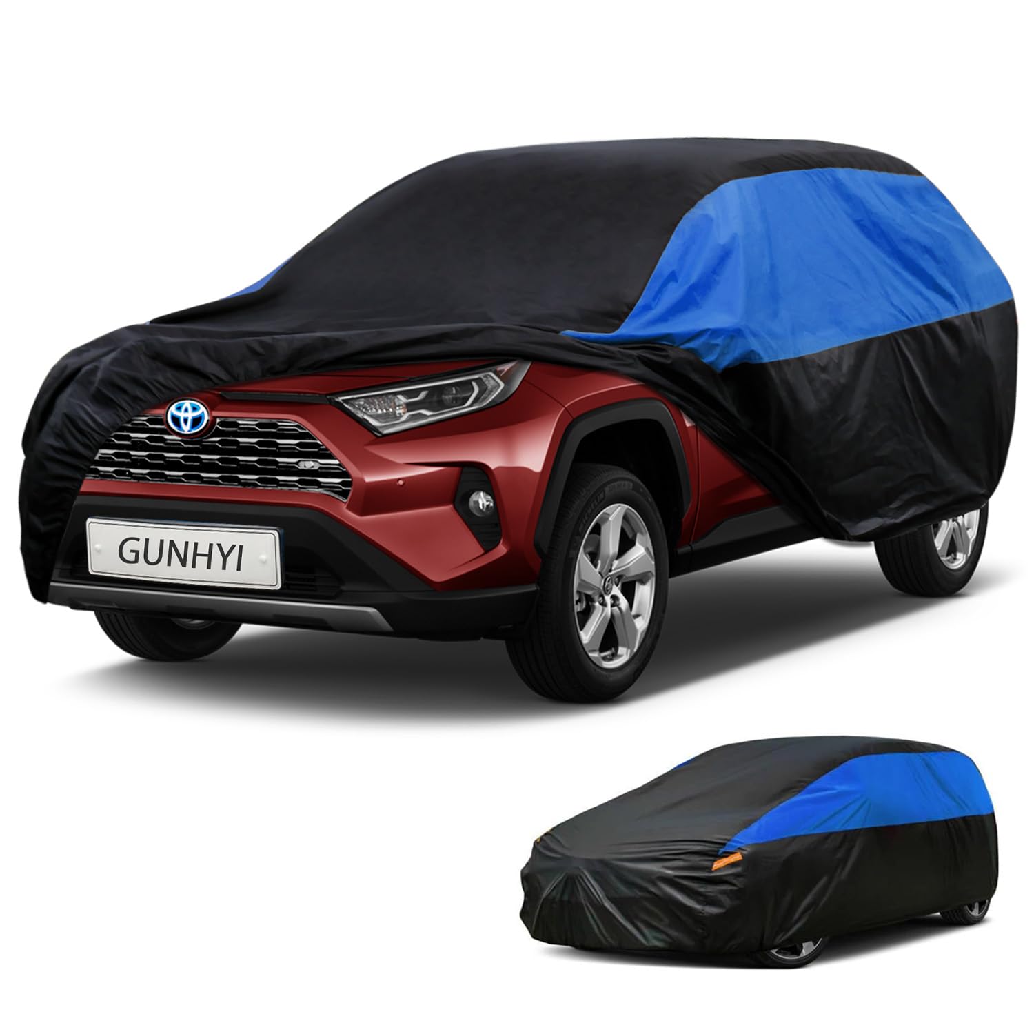 GUNHYI Toyota Car Cover Custom Fit Toyota RAV4/RAV4 Prime Waterproof All Weather, Lightweight Full Exterior Cover for Automobiles Outdoor Sun UV Rain Dust Snow Wind Protection.