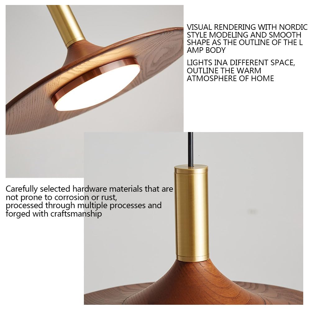 Lámpara colgante de nogal para decoración del hogar, lámpara LED sencilla y Creativa para restaurante, platillo Volador de lujo para Mesa de comedor, Bar, dormitorio, mesita de noc