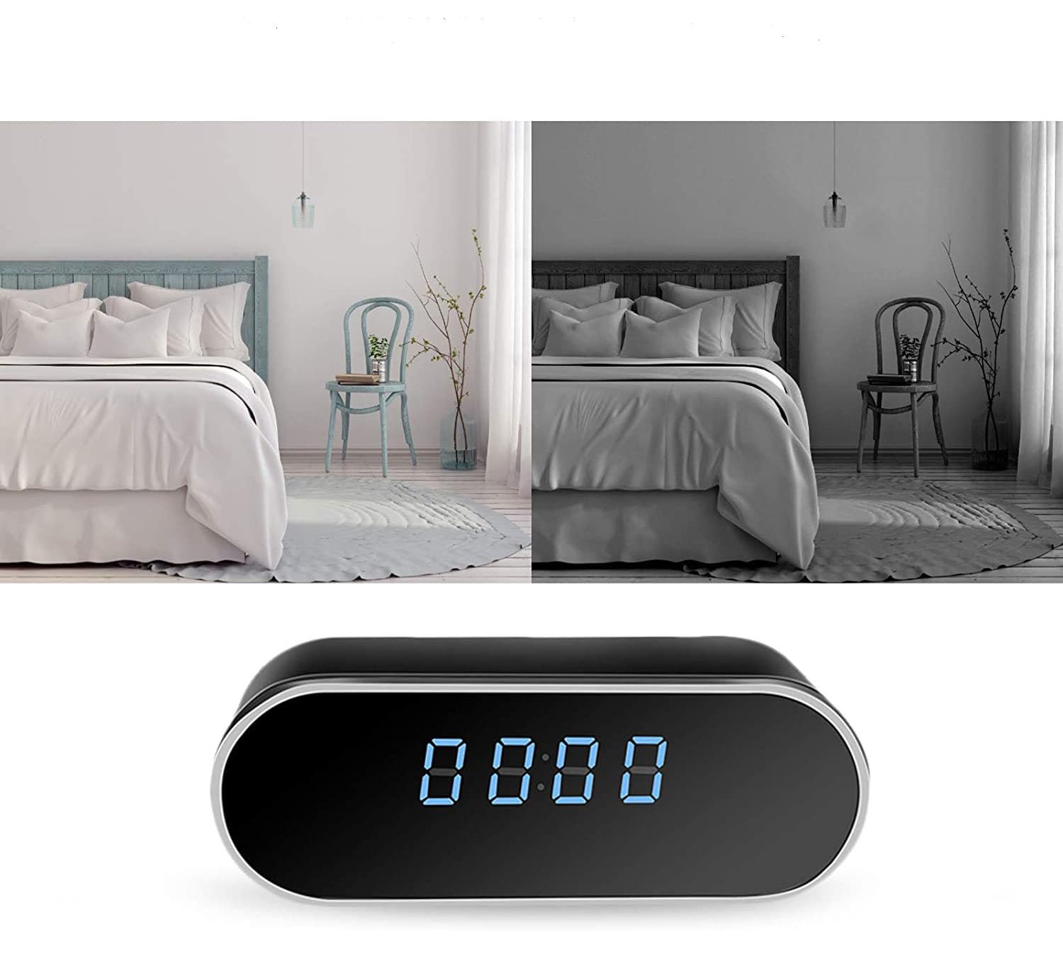 WiFi Mini DV Cámara Espía - 4K HD 1080P Despertador Grabador de Vídeo Inalámbrico Visión Nocturna Sensor de Detección de Movimiento Seguridad en el Hogar DVR Monitor para Mascotas Niñera