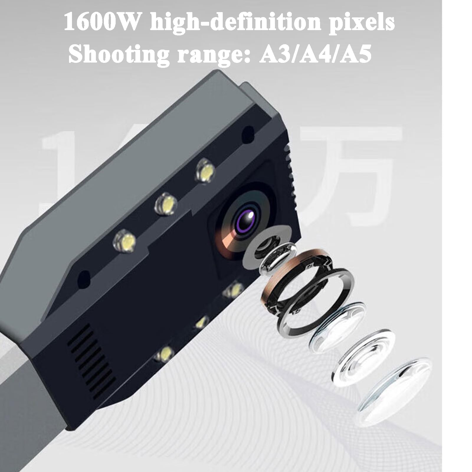 Escáner De Libros De Gran Formato A3, Escáner De Documentos De Cámara con Luz LED De Relleno, 1600 W Píxeles De Alta Definición, Velocidad De Escaneo: 1S, Enfoque Automático, para Documentos