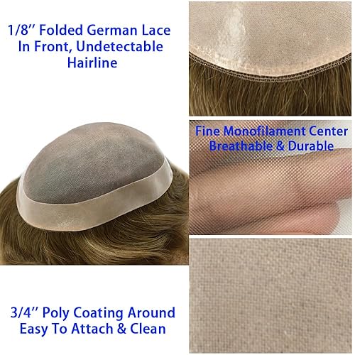 Miniatura 48 de Toupeee for Men Fine Mono Lace Men Toupee Hair Pieces 100% European Human Hair Replacement System for Men Monofilament Men Hair Prosthesis Protesis
