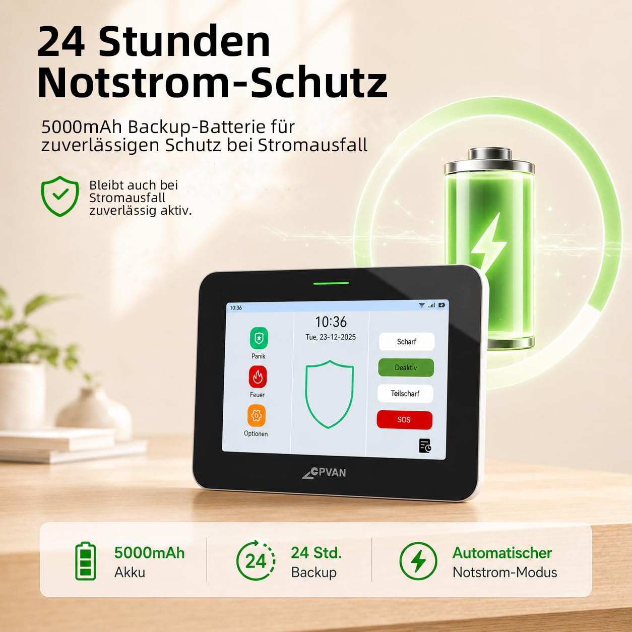 CPVAN GSM + WiFi Alarmanlage Haus mit 7" Touch Screen, Kein Vertrag Smart Komplettsysteme mit APP/SMS/Anruf Alarm, 110dB Host, Bewegungsmelder, Tür/Fenster Sensoren, Fernbedienungen, 14 Stück