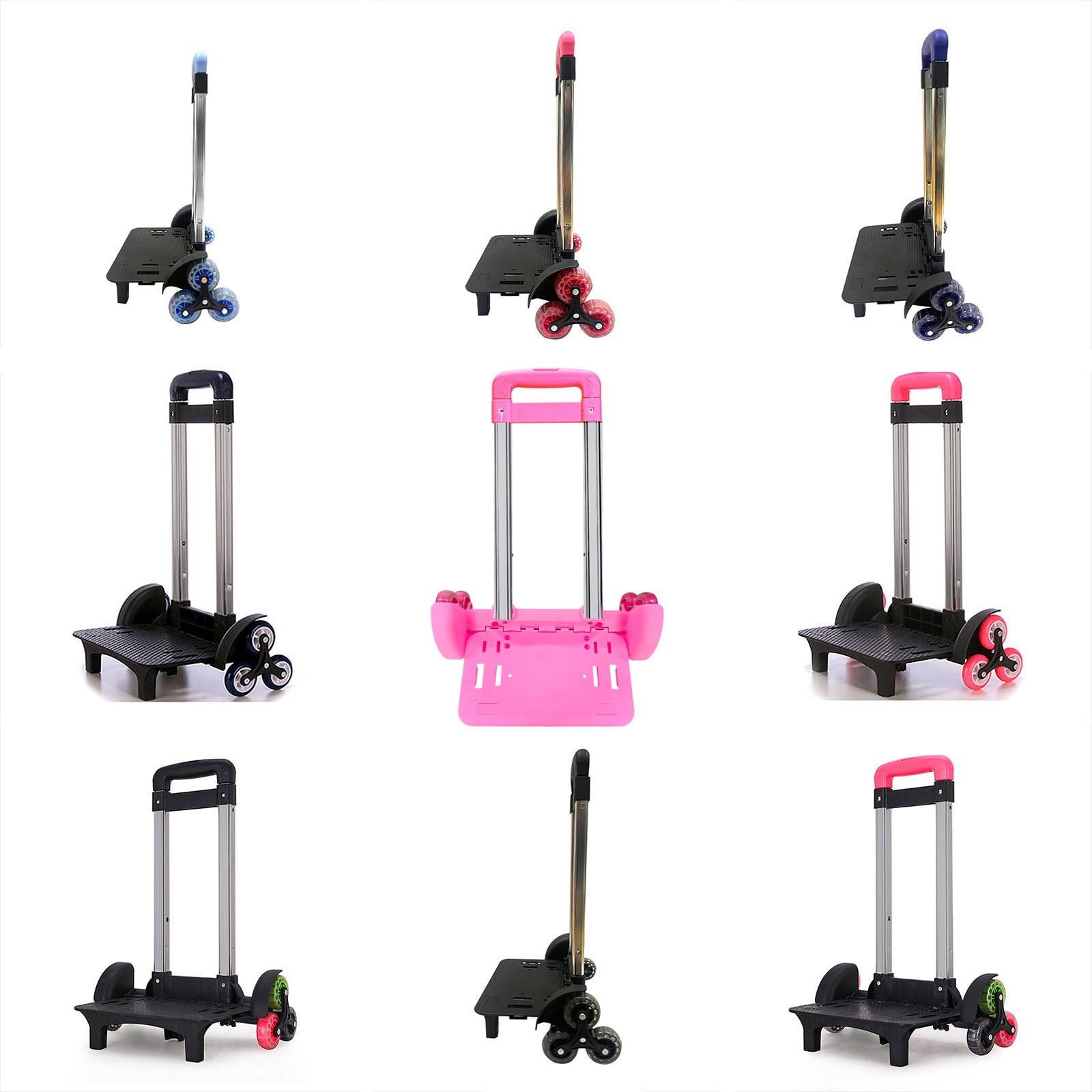 Carro de mochila con 6 ruedas para equipaje, plegable, carrito de mano multifuncional para mochilas escolares, bolsa para mascotas