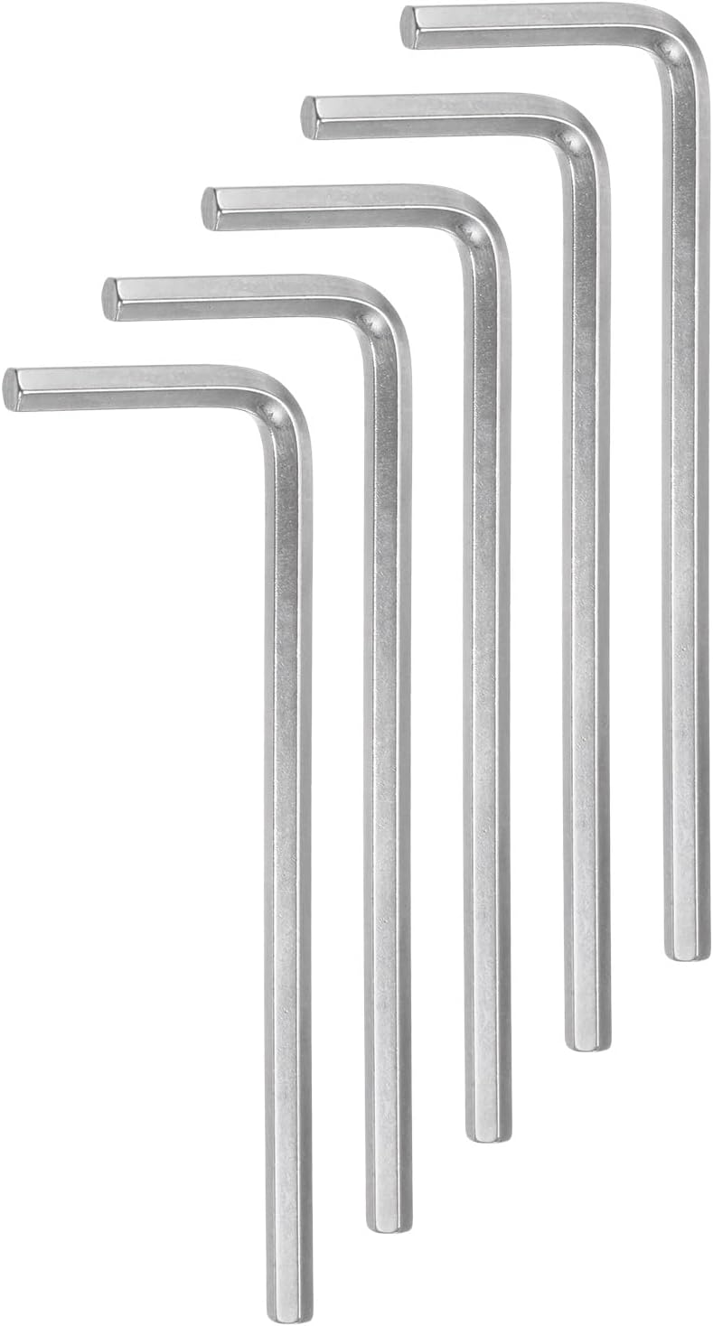 HARFINGTON 5pcs Hex Key Wrench 3/16" L-Shape Hexagon SAE Wrenches Chrome Vanadium Steel Repairing Tool for Home Repair, Silver Tone