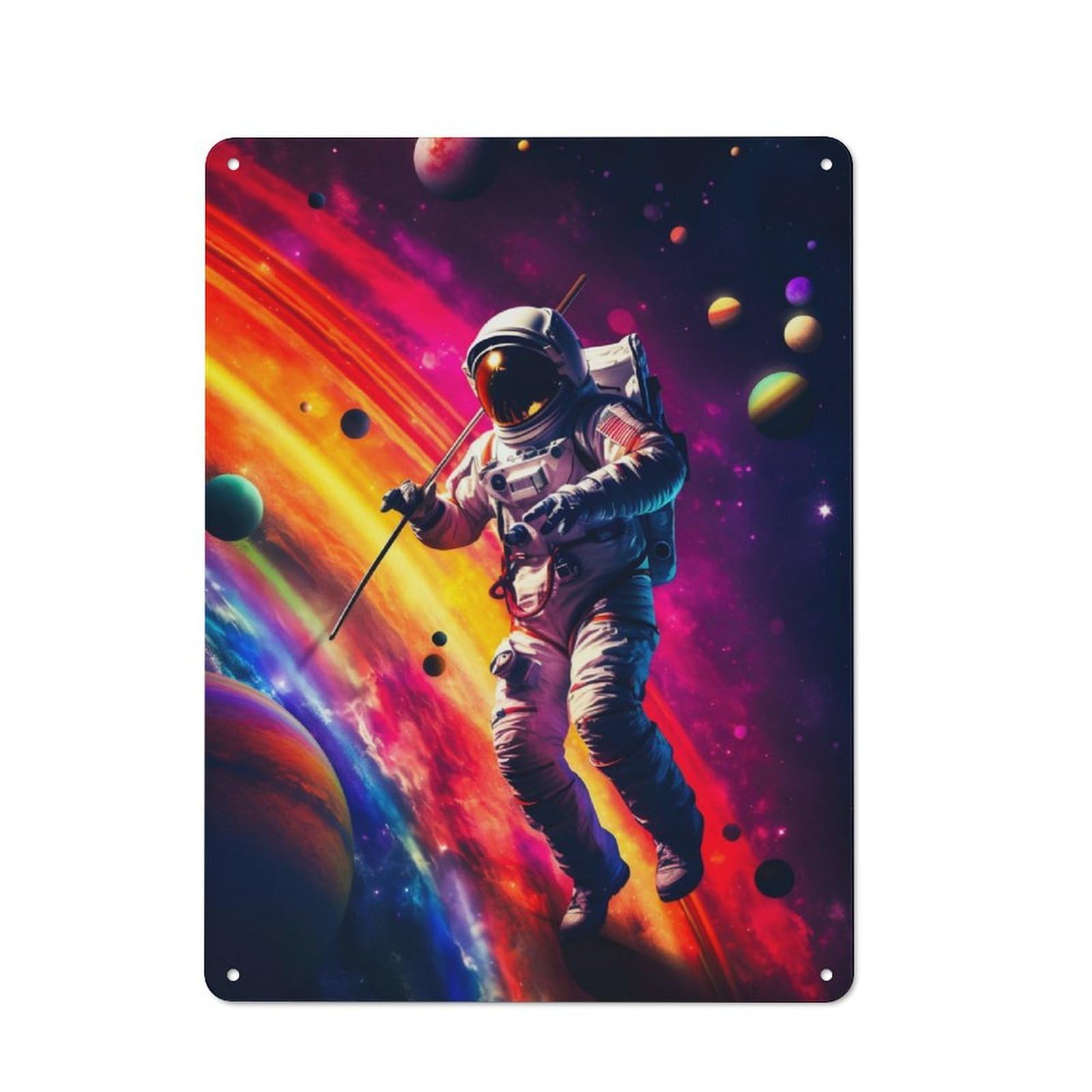 Junmoney Nebula Astronaut Retro Metal Wall Sign 40X30cm For Guest Room Or Hallway, New-Space Wall Decor For Home Decor Collectors