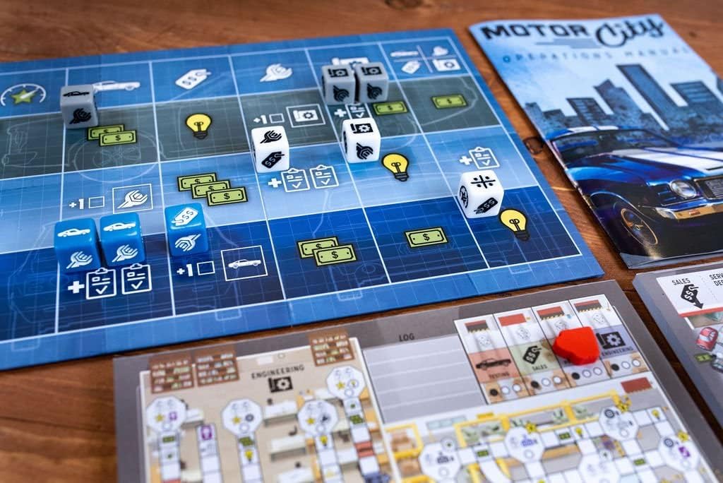 Motor City, A Strategic Roll and Write Board Game About Building Autos in Detroit - 25th Century Games