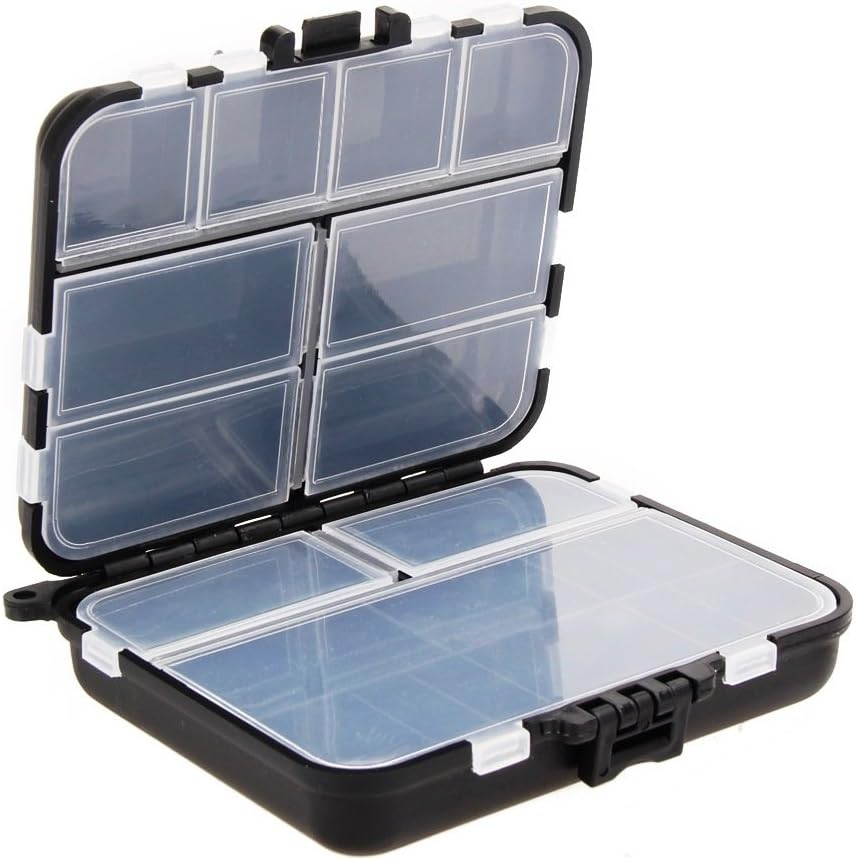 Verline small fishing tackle box with adjustable dividers and separate lids.