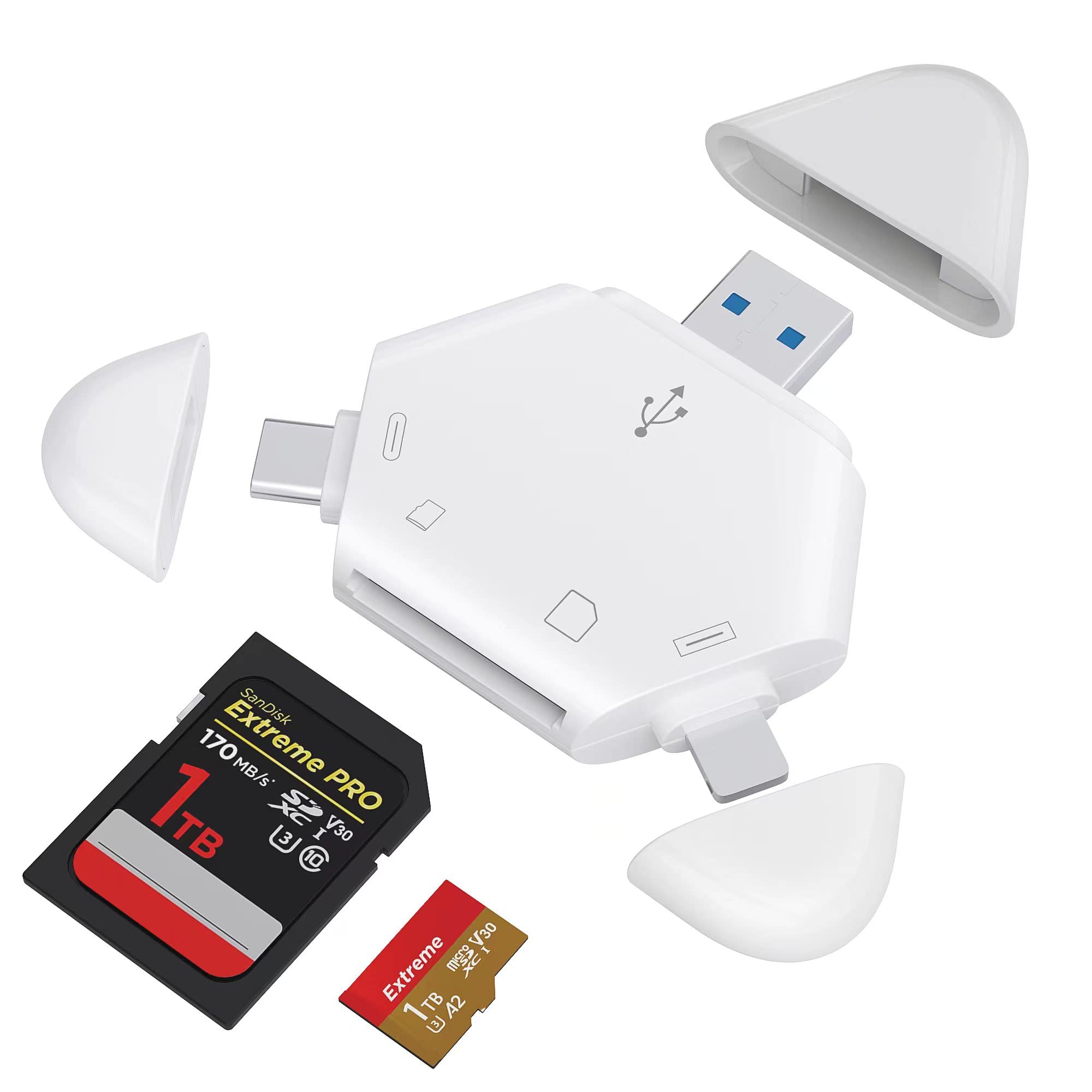 SD Card Reader for iPhone,Triangle Memory Card Reader for iPhone/iPad USBC and USB A to MicroSD TF Camera Card Adapter Trail Game Camera Viewer for MacBook Pro/Air iMac M1 Android S21/S22 Ultra
