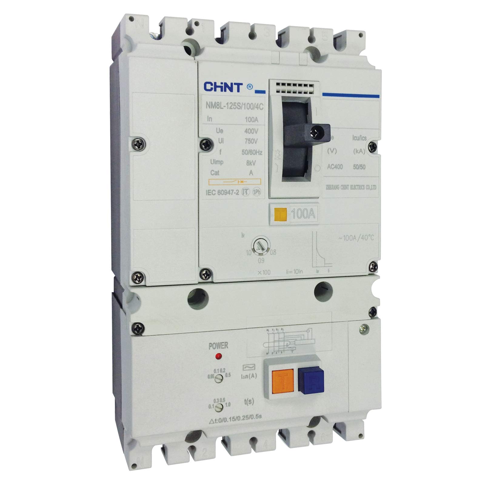 Chint NM8L-250S-4P-250A-X1-T1 Module case circuit breaker and Residual current device, 4 Pole, 250 A