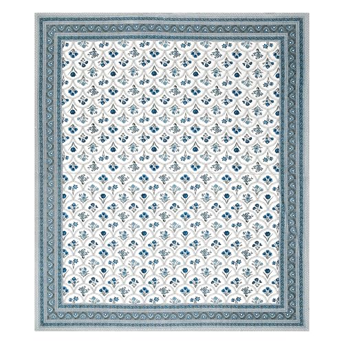 Image of BLOCKS OF INDIA Hand Block Printed 200 TC Cotton King Size Bedsheet (Grey Rose)