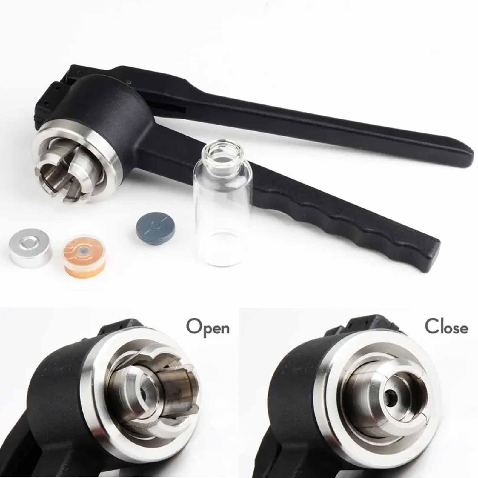 Sellador de botellas portátil con tapa abatible aluminio 11/13/20 mm, ajuste presión, prensador viales, tapado rápido(11mm)