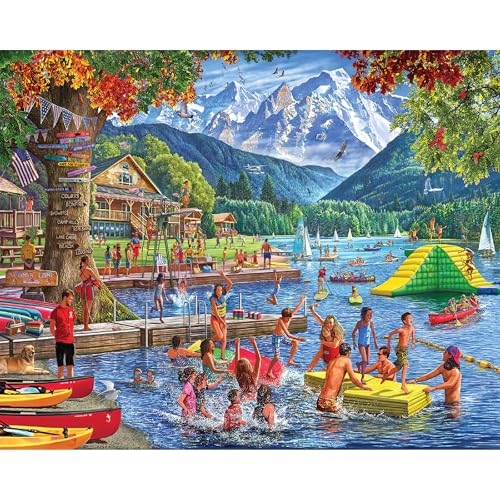 White Mountain Rompecabezas de 1000 Piezas Día Divertido en el Lago, Campamento de Verano | Piezas Grandes, Regalo para Adultos y Familia, 24"x30" miniatura 1