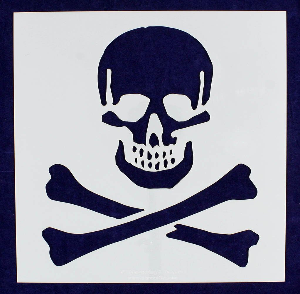 Large Skull & Bones Stencil 14 Mil 12 Inch x 12 Inch Painting/Crafts/Templates