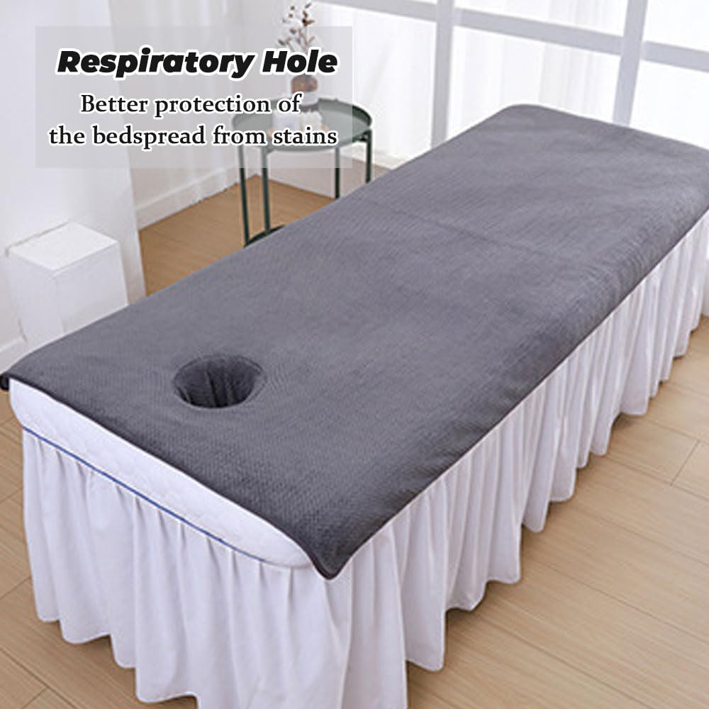 Morbuy Draps de Lit Table de Massage avec Trou, Ensembles 5 pièces Housse de Coussin de Massage Lavable, Serviette de Massage Réutilisable pour Spa Beauté Salon du Visage (Kaki)