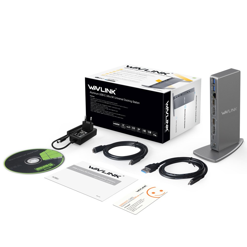 WAVLINK Docking station universale USB-C con 2 HDMI e DP, Gigabit Ethernet, 6 USB 3.0, audio, microfono, compatibile con Mac OS e Windows | 6×USB 3.0, Ethernet Gigabit, audio, microfono, compatibile macOS e Windows