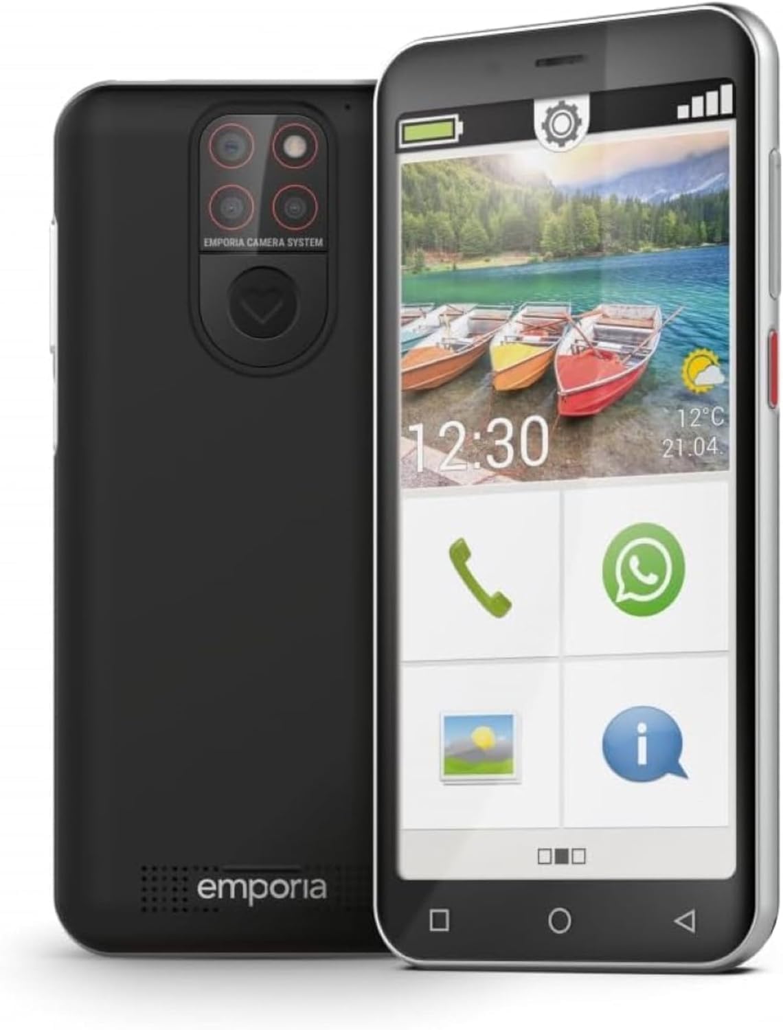 emporiaSMART.5 mini – Senioren-Smartphone mit Notruftaste (4G, Android 13, 4,95 Zoll, Schwarz)