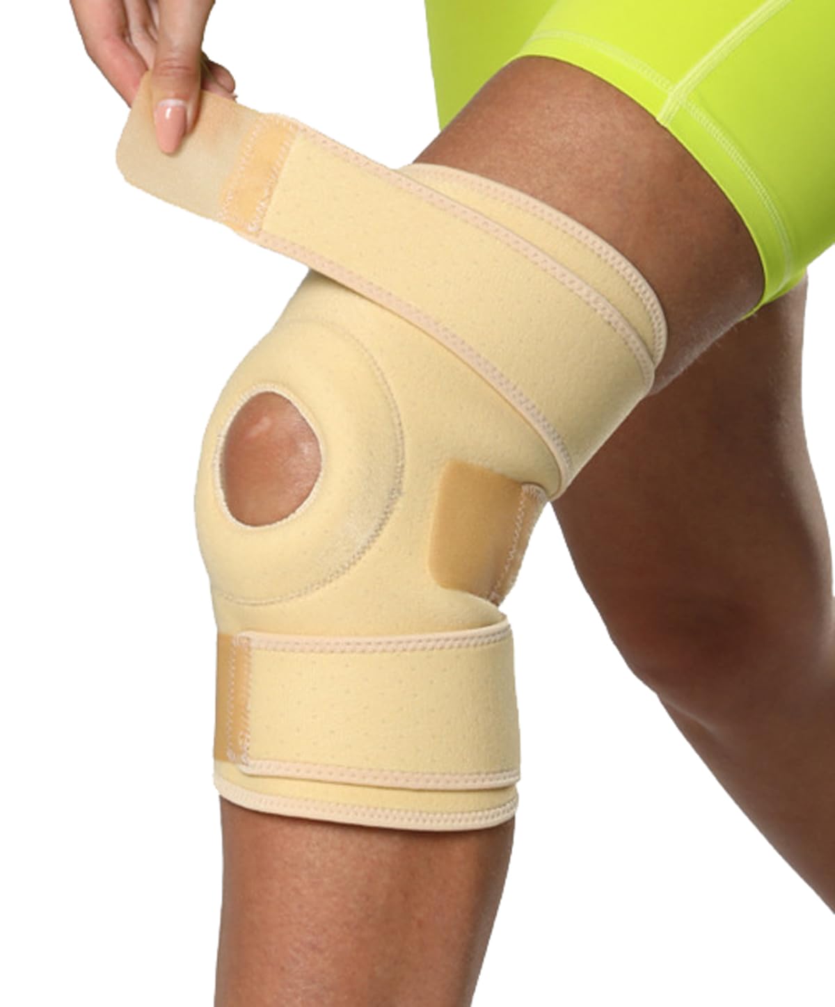 Knee Brace for Men Women Knee Braces for Knee Pain, Open-Patella Patellar Tendon Support Strap, Compression Brace for Meniscus Tear (Beige)