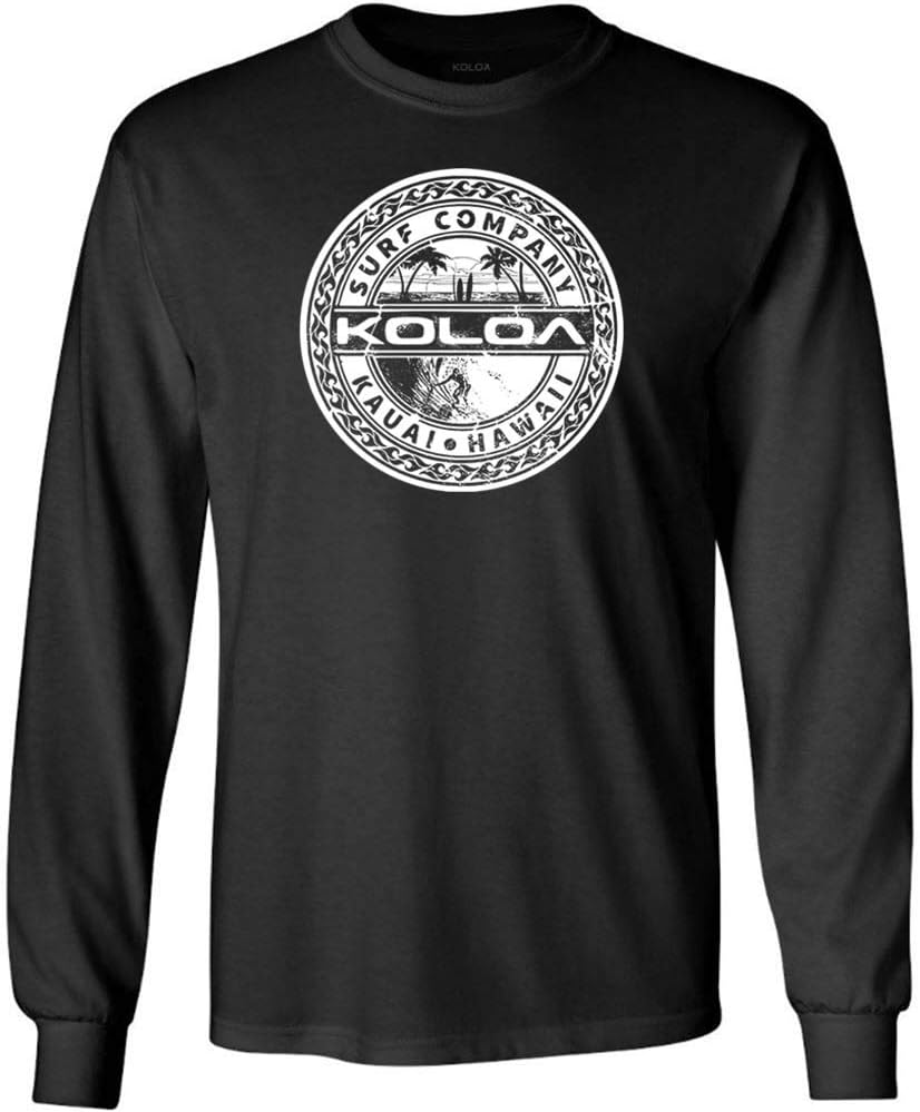 Koloa Surf Palms and Waves Long Sleeve Tees Regular, Big and Tall