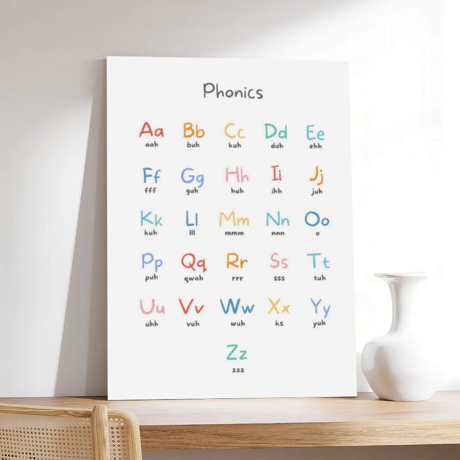 Tableau orthographique ABC Alphabet - Décoration éducative et éducative pour chambre d'enfant - Décoration de chambre à coucher, bureau, chambre à coucher, cadeau - 40,6 x 61 cm (L x l)