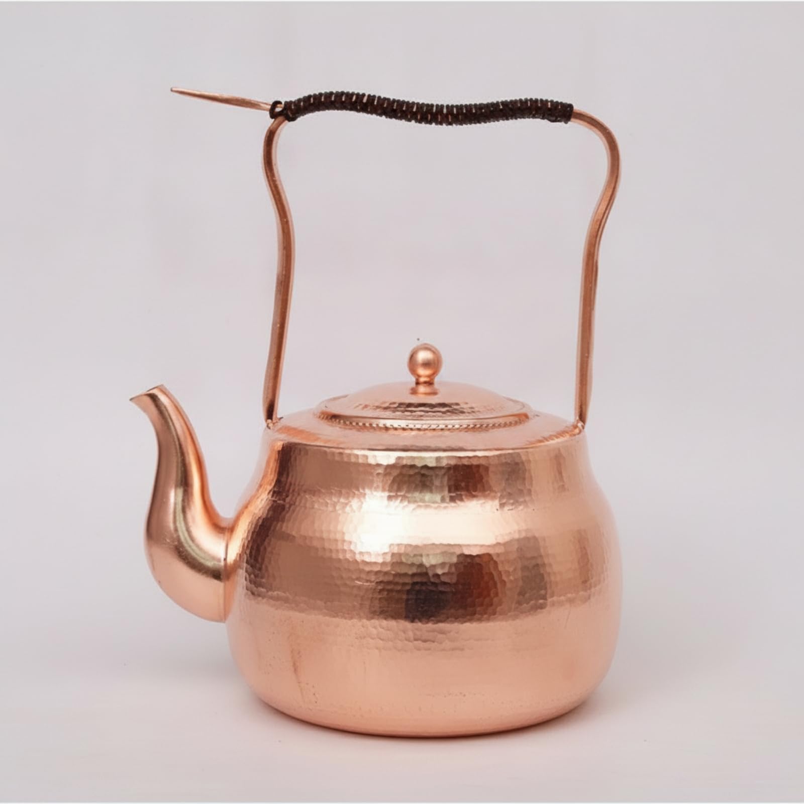 Hervidor de Cobre Martillado Hervidor Tetera Caldera con Gran Capacidad y Mango Alto Rápida Transferencia en Hornillo de Gas Adecuado para Agua, 5 Litros, Original
