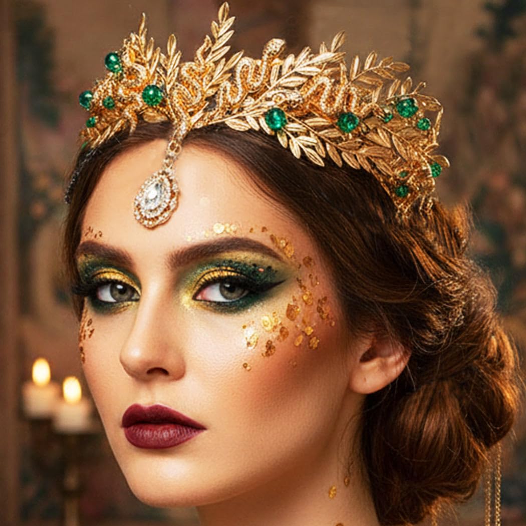 Kilshye Fascia per capelli con foglie color oro, serpente, festival, foglie, accessorio per capelli da donna