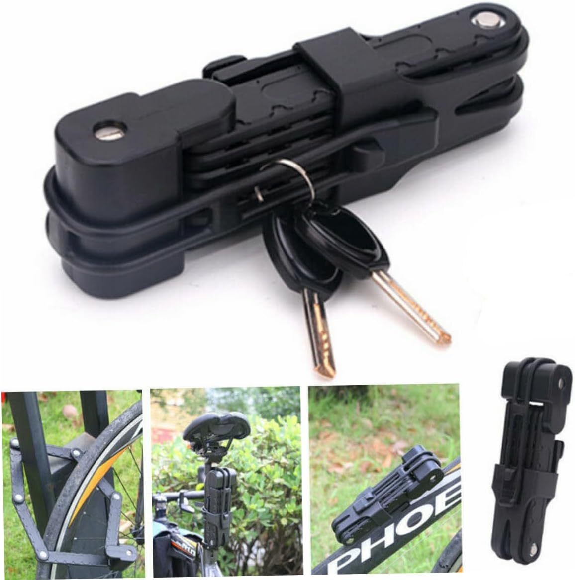 Combination Bike Lock Folding Bike Lock Cable Sturdy Steel Abs Rubber Coating Easy Install for Bicycles