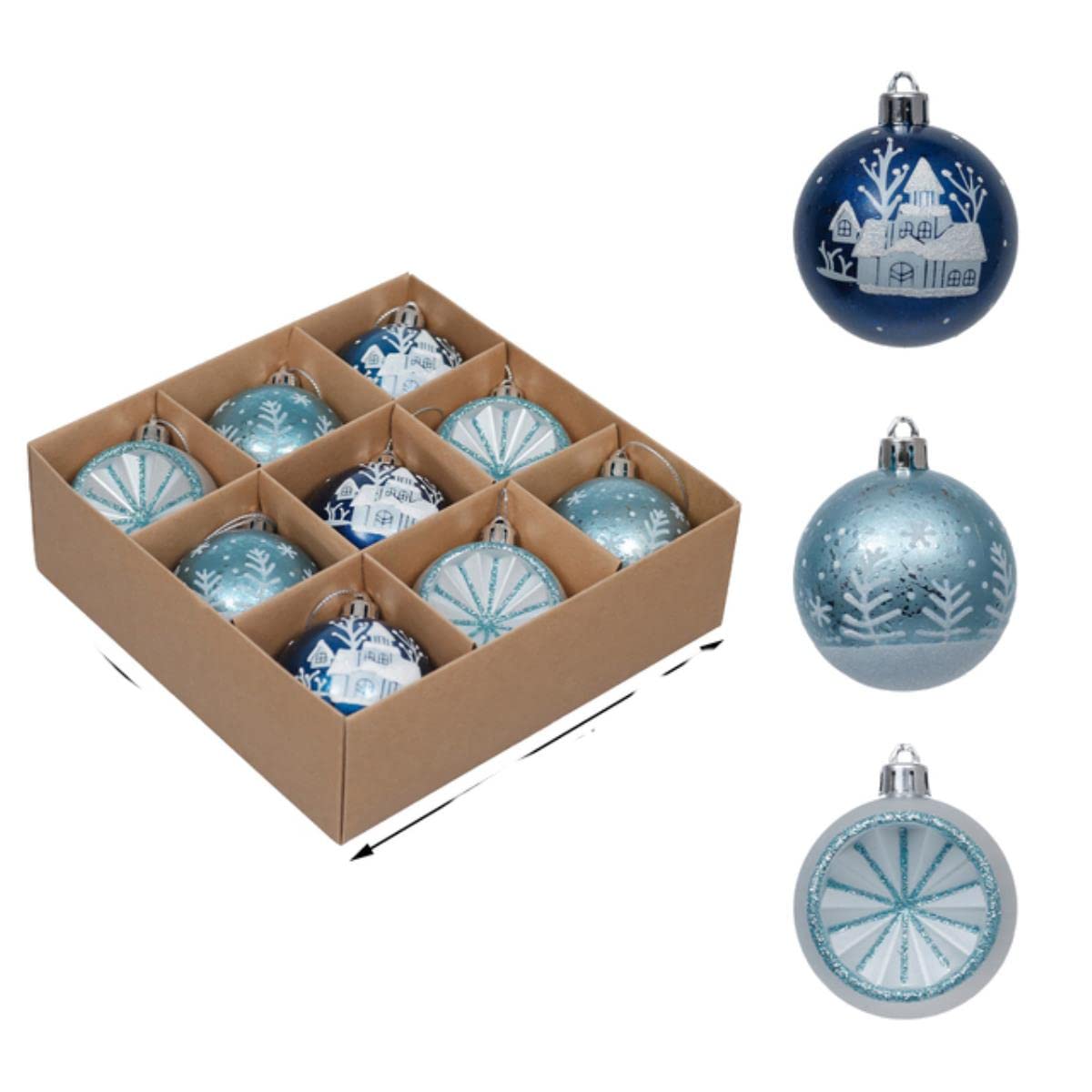 9pcs Weihnachtskugeln 6cm Weihnachtsbaum hängende Kugel Weihnachtsschmuck Kugeln für Baum Neujahr Dekor-Blau,6cm