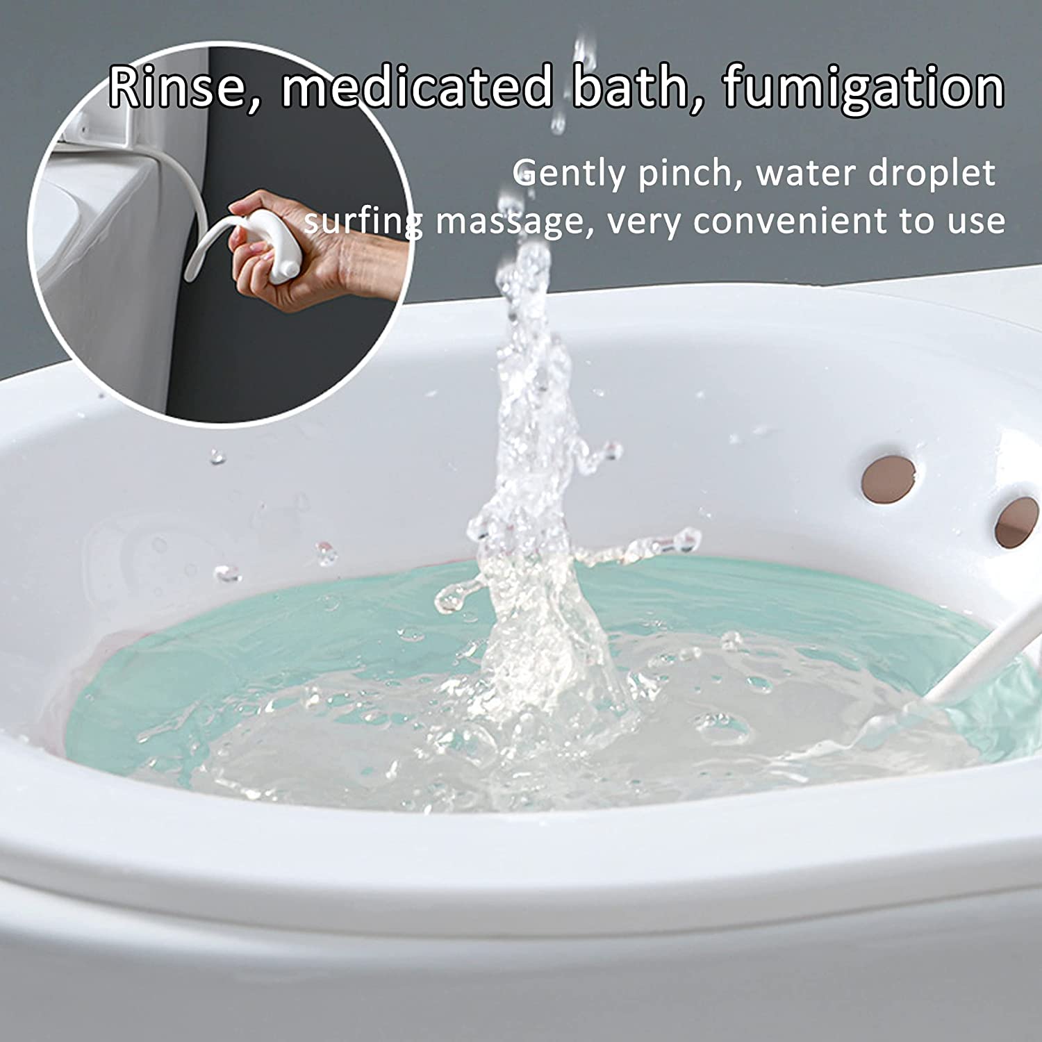 Sitz Vasca da bagno per WC, seduta seduta da bagno, per donne incinte, cura postpartum, OLIYA, adatta per WC e sedia da salotto universali (pieghevole con lavabo), con 2 ganci e 1 asciugamano.
