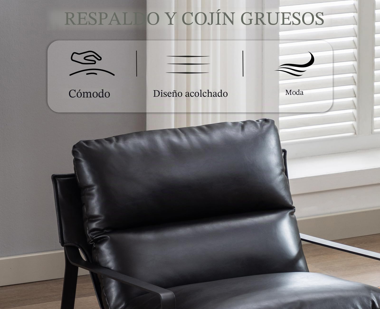 chairus Butaca de Salón de Cuero PU, Negro