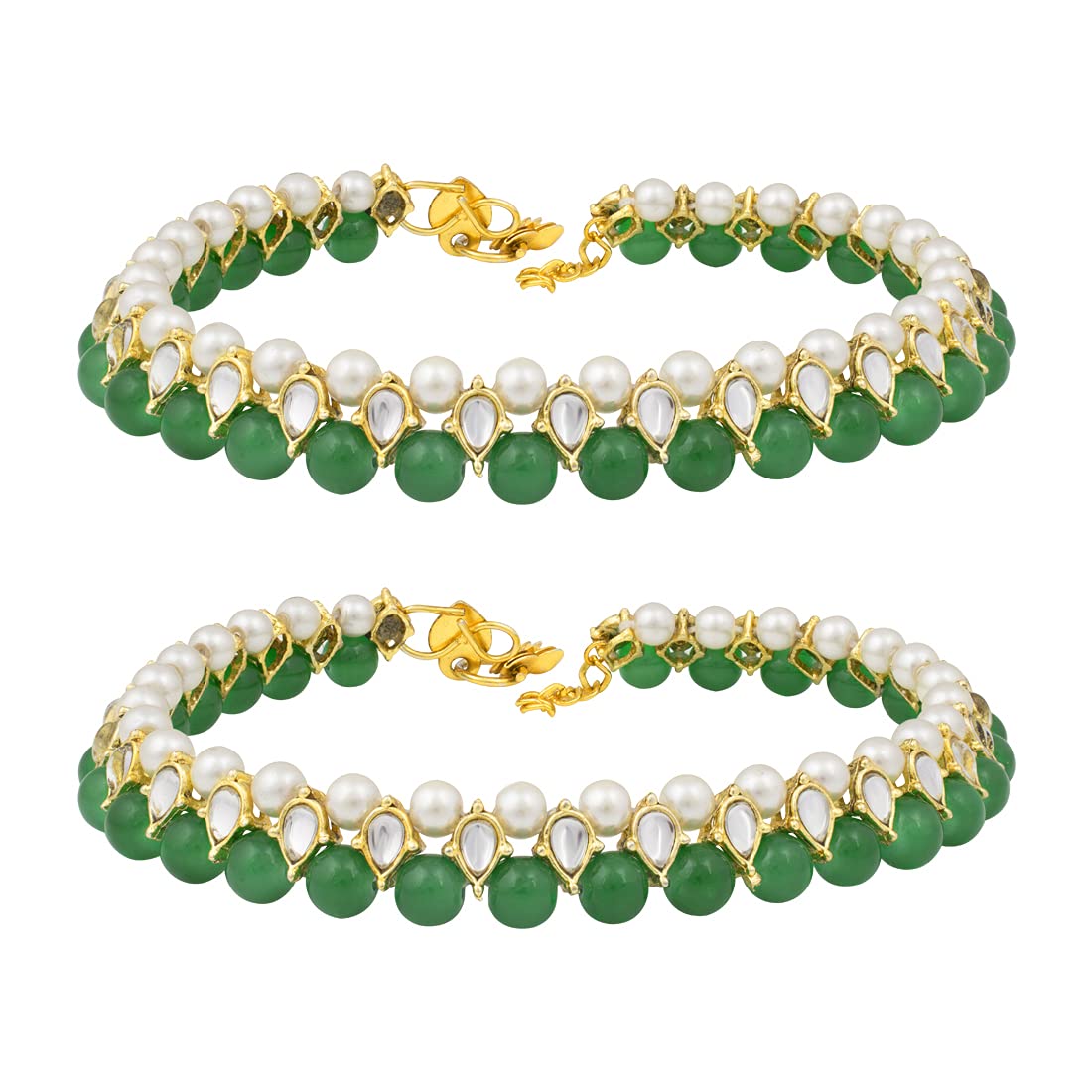 Peora Gold Plated Brass & Kundan Payal Anklet for Women & Girls (Green) (B07NWSR8X3) Amazon Price History, Amazon Price Tracker