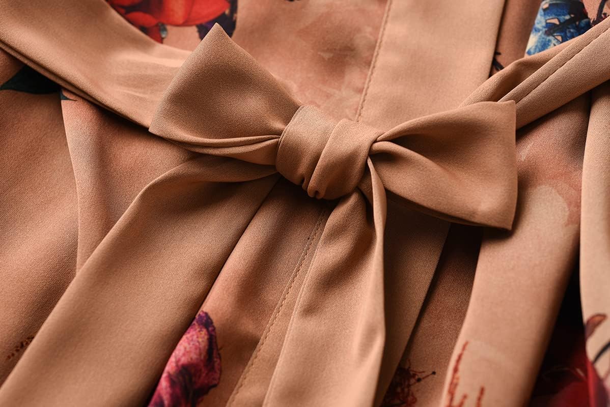 Ledamon Women's Kimono Short Robe for Women - Pocket Floral Bathrobe Nightgown - Image 7