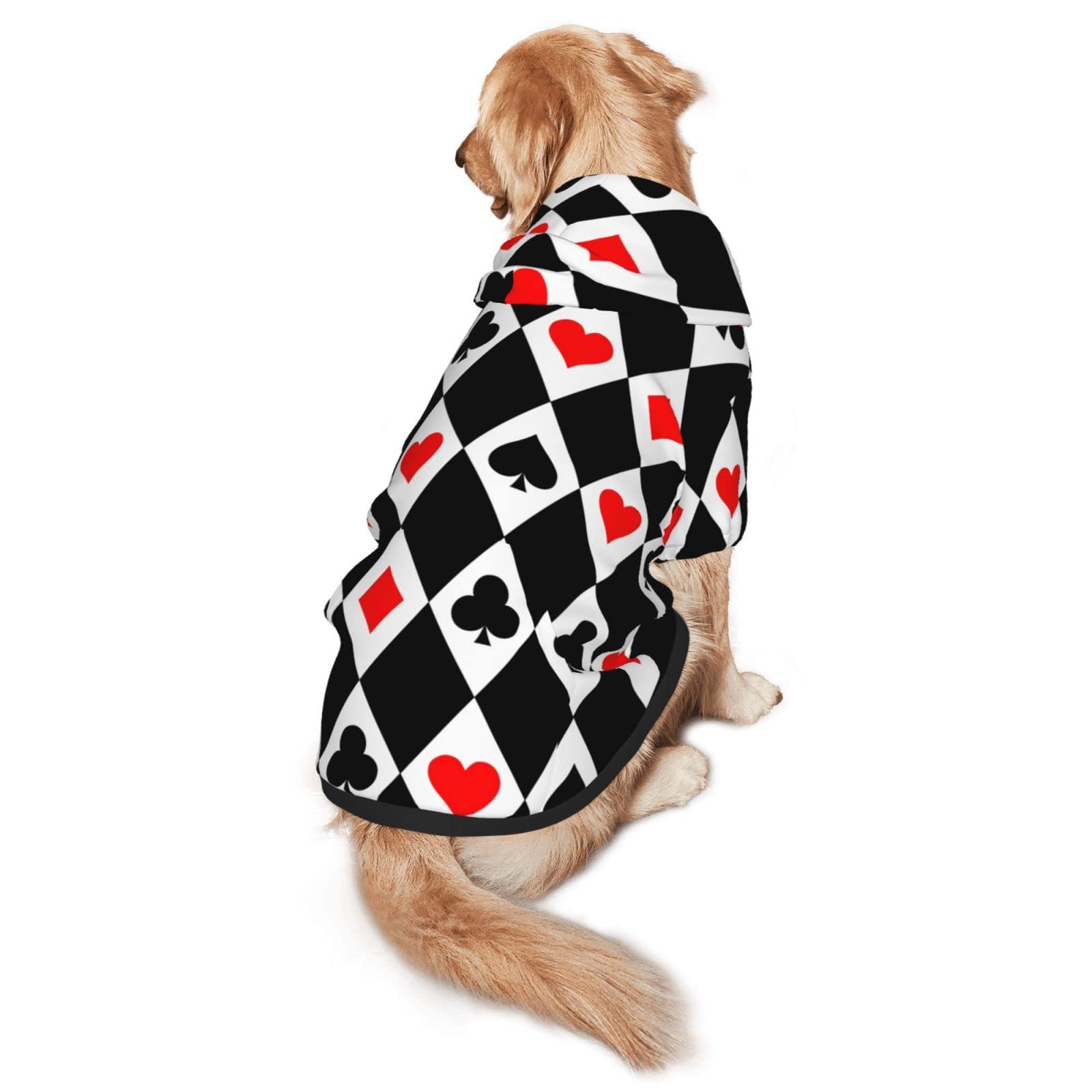 Rhombus Pattern with Playing Card Pet Dog Hoodie Costume Pets Wear Hoodies Winter Coat Cloth Sweaters Sweatshirts Jacket Pullover