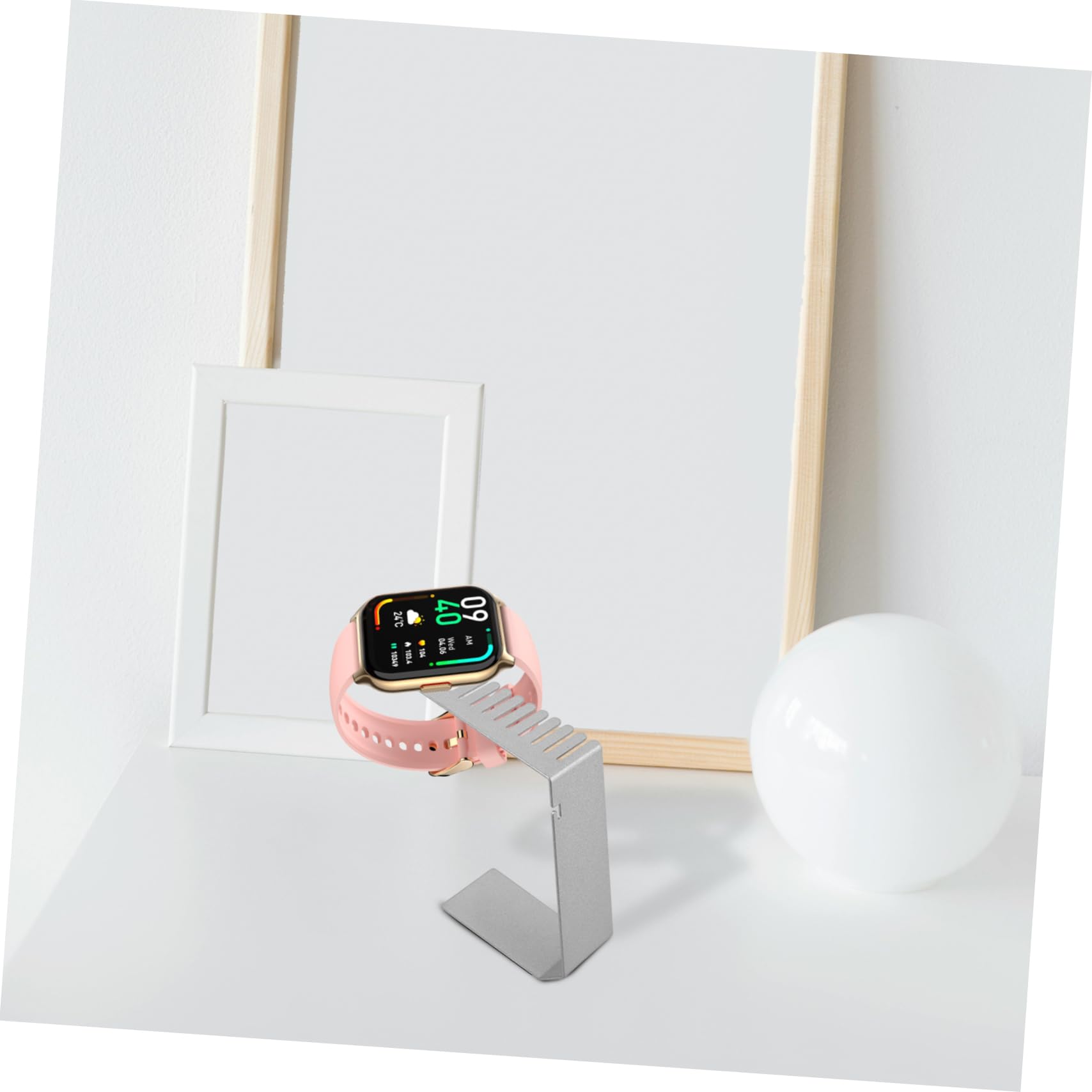 Supporto di Ricarica per Smartwatch in Acciaio Inossidabile Base per Orologio da Scrivania con Cinturino di Fissaggio