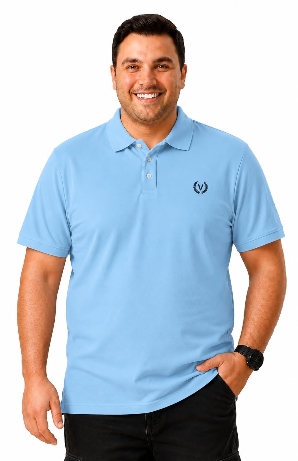 mack jonney Plus Size Men's Solid Polo T-Shirt | Premium Cotton Blend Collared Half Sleeve Regular Fit Casual Polo Tee for Men-MJ-50-picture-17