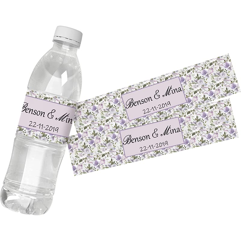 30Pcs Personalized Custom Personalized Floral Wedding Water Bottle Labels Stickers Birthday Anniversary Bride Show Graduation (C)
