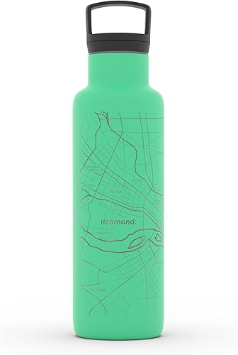 Miniatura 173 de Well Told Botella de agua aislada con mapa de Washington DC grabado, botella de acero inoxidable grabada (21 onzas, blanco) botella aislada de mapa