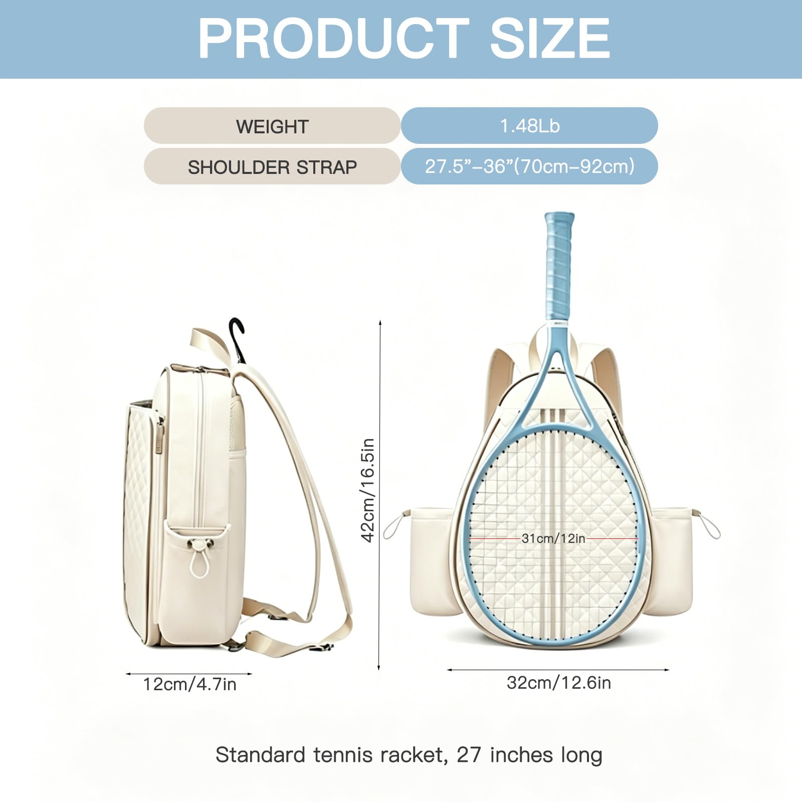Mochila de tenis, bolsa de tenis para mujer, hombre y niños, bolsa impermeable para 2 raquetas de tenis, pickleball, tenis y bádminton