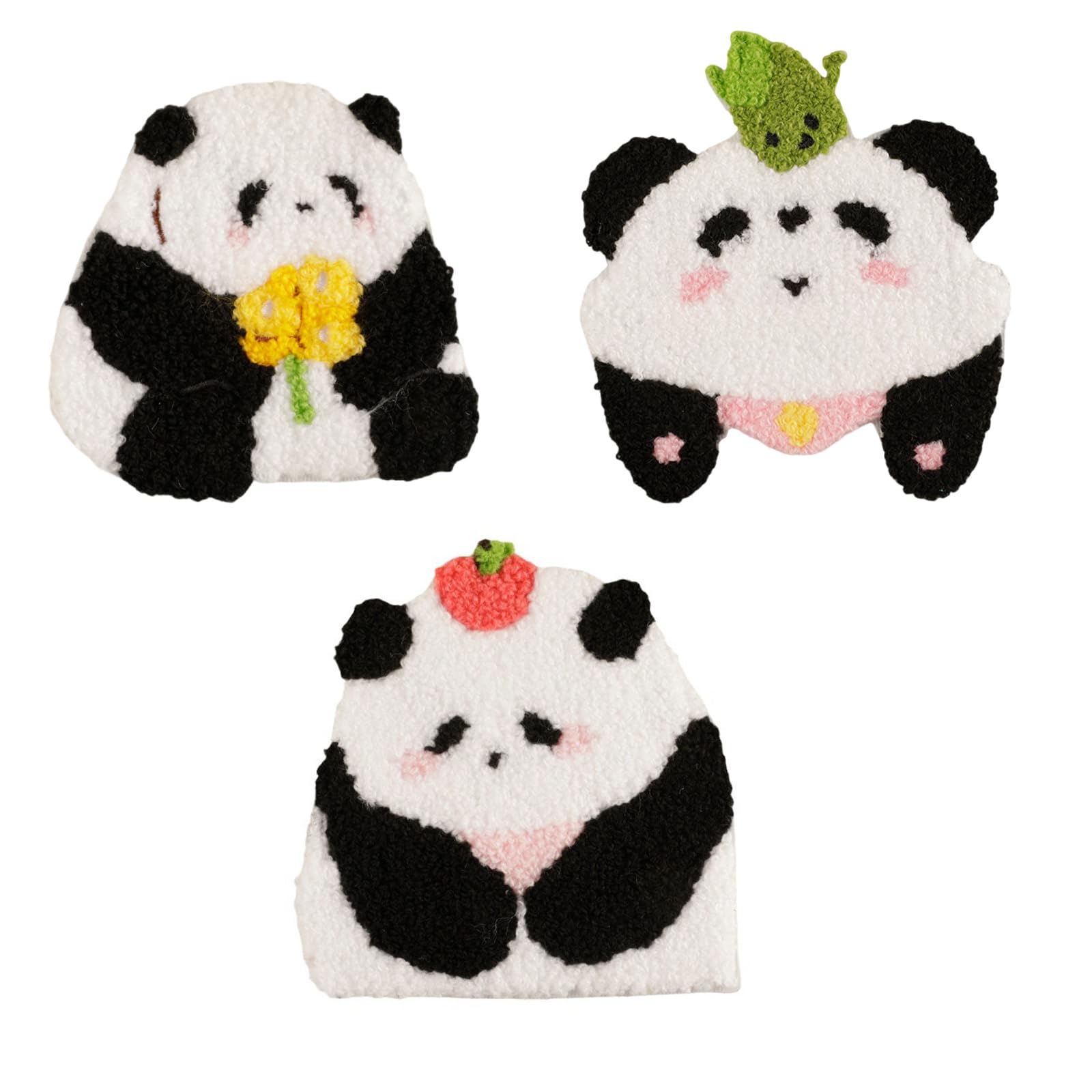 Buxuaaaa 3 Pcs Embroidered Patches Cartoon Panda Sewing Patches Iron on Applique Sew on for Clothes Bag