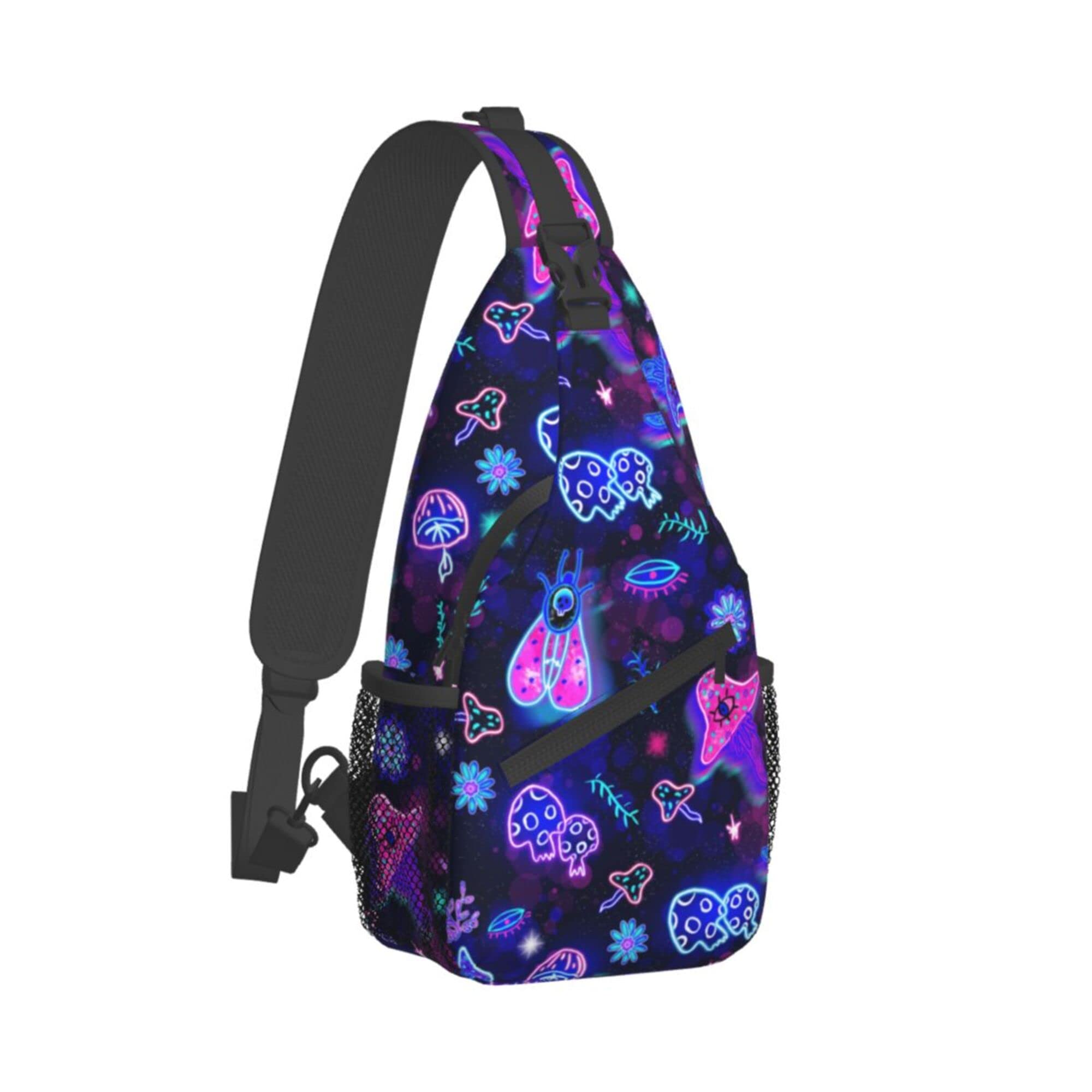 MEDTOGS Sling Bag for Women,Crossbody Bag Sling Backpack Shoulder Chest Bag for Travel Hiking Gym anti theft, Mushroomlf, Durable