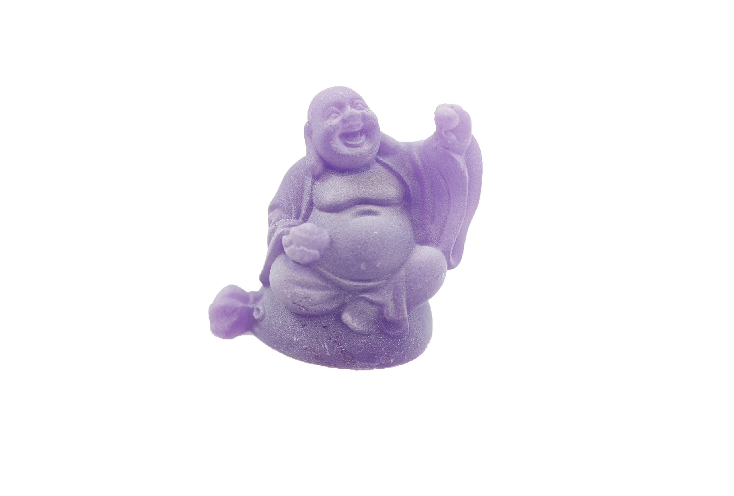 Feng Shui - Juego de 6 figuras de Buda morada de 3 pulgadas, color marfil, cara feliz que brilla en la oscuridad, estatua de cristal verde, piedra preciosa tallada riqueza y buena suerte